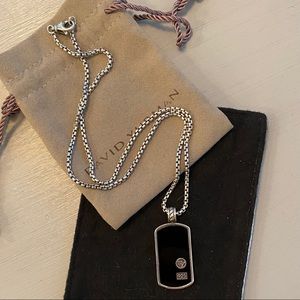 David Yurman Black Onyx Tag Pendant WITH chain.